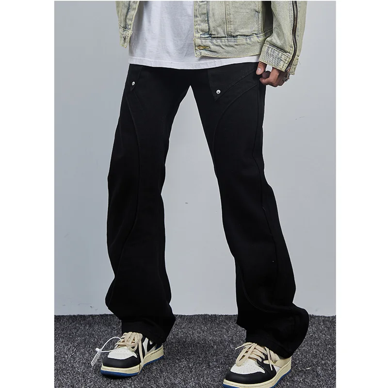 Streetwear Men 2022 New Vintage High Street Recreational Black Pants Straight Cylinder Comfortable Loose Jeans Autumn Female