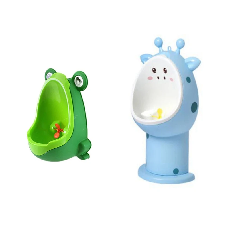 

2 Pcs Potty Toilet Training Children Stand Vertical Urinal Wall-Mounted Hook Potty Toilet, Green & Blue