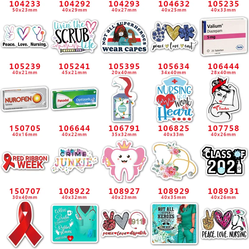 

30pcs/Lot Top ribbons Medical Printed Planar Resin for Hair Bows PR104233