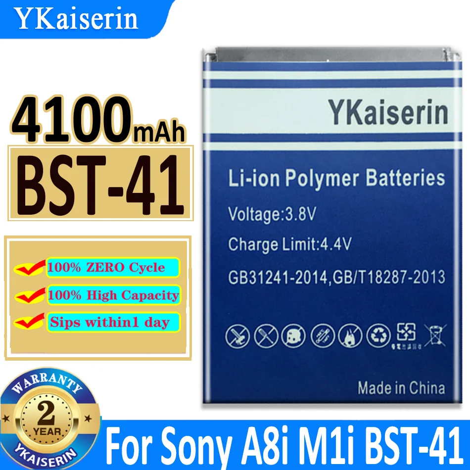 

YKaiserin 4100mAh BST-41 Battery For Sony Ericsson A8i M1i X1 X2 X10 X1a X2a Z1i BST 41 Phone Batterij