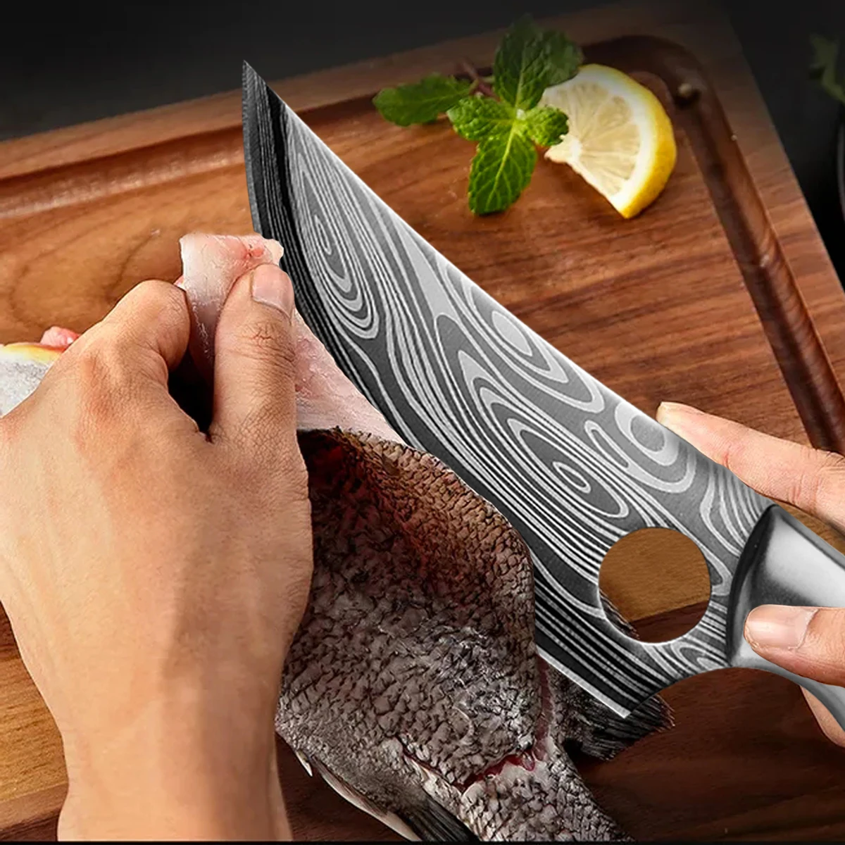 5 дюймовый нож из нержавеющей стали дамасский кухонный охотничий мясника