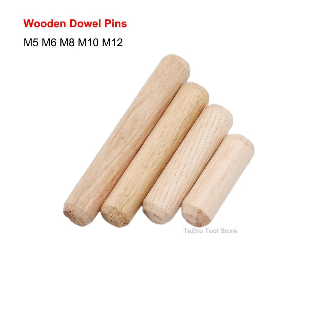 Деревянные штифты для дюбелей M5 M6 M8 M10 M12 прямые деревянные с канавками стержни