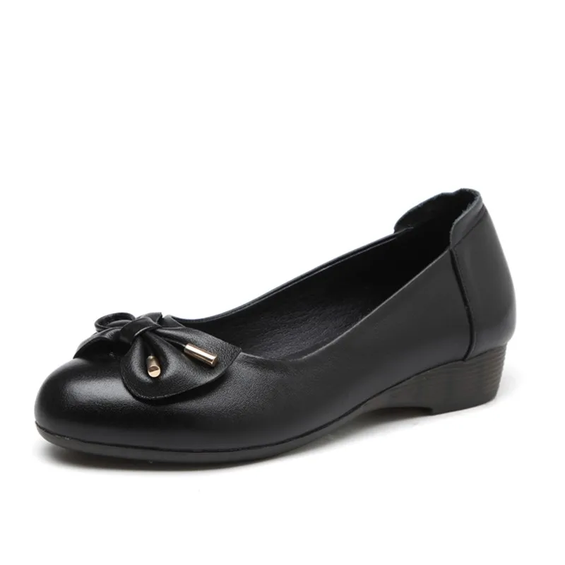 DIMANYU Women Shoes Wedge 2023 Fall New Genuine Leather Mom Shoes Large Size 41 42 43 Anti-slip Casual Beanie Shoes Women