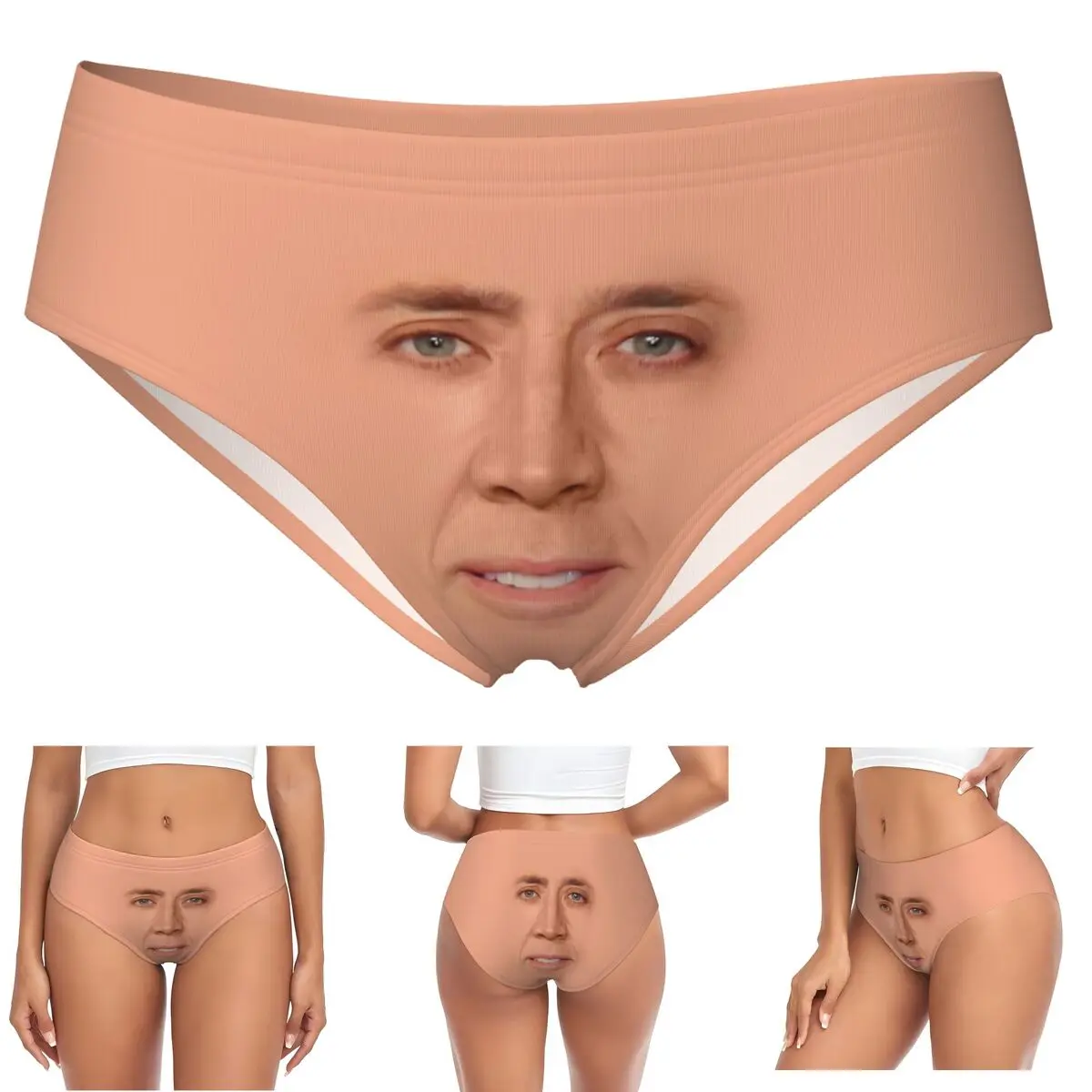 Фото Custom Nicolas Cage - трусики для лица, женские удобные трусы, нижнее белье, дышащие женские трусы №1