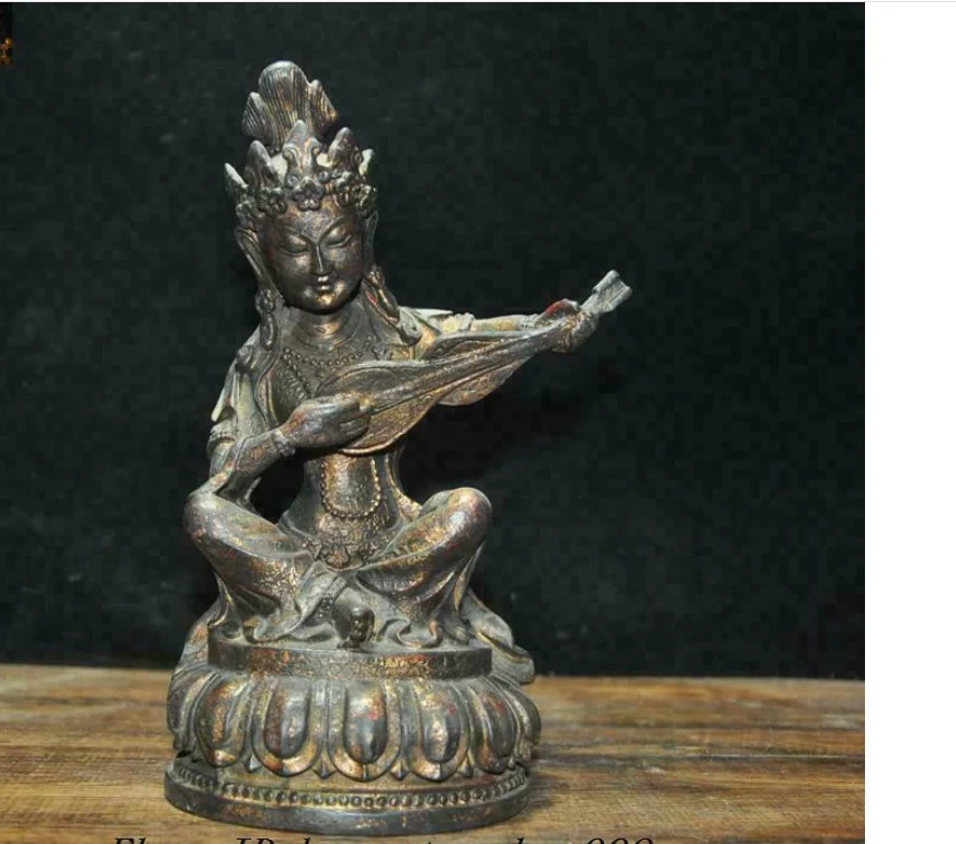 

9.2''old bronze Buddhism sarasvatī tara Guanyin buddha statue