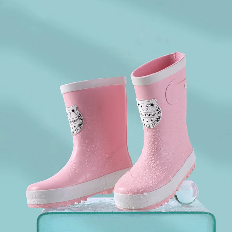 

Child Rubber Rain Shoes Girls Boys Kids Ankle Rain Boots Waterproof shoes Round Toe Water Shoes Soft Children Rubber Shoes