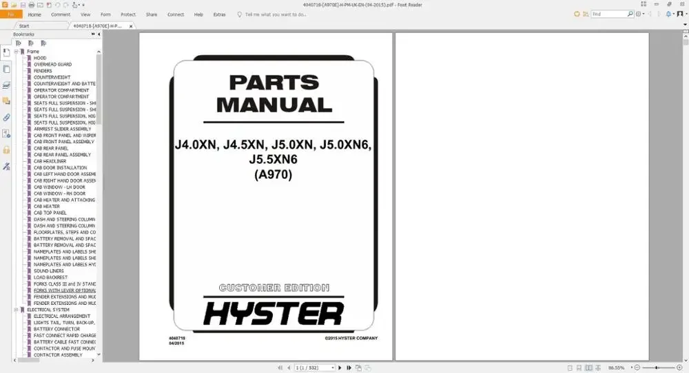 Вилочный погрузчик Hyster Все модели UK-EU PDF DVD 64 ГБ Руководство по запчастям
