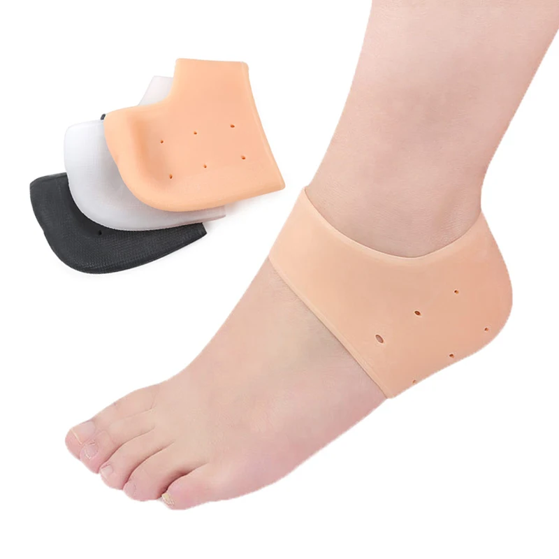 

1 Pair Silicone Feet Care Socks Moisturizing Gel Heel Thin Socks with Hole Cracked Foot Skin Care Protectors Lace Heel Cover