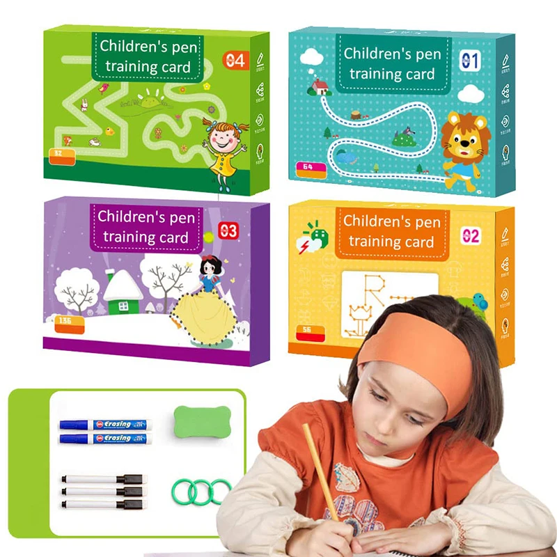 

Magical Tracing Workbook Set Reusable Magic Practice Copybook for Kids with Drawing Pens and Eraser Montessori Writing Cards Toy