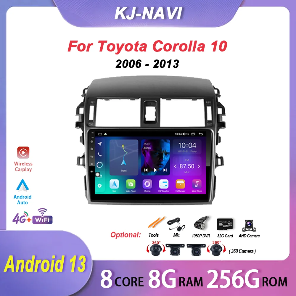 

Android 13 For Toyota Corolla 10 E140 E150 2006 - 2013 Car Radio Multimedia Video Player Navigation 2K No 2din 2 din Navi dvd
