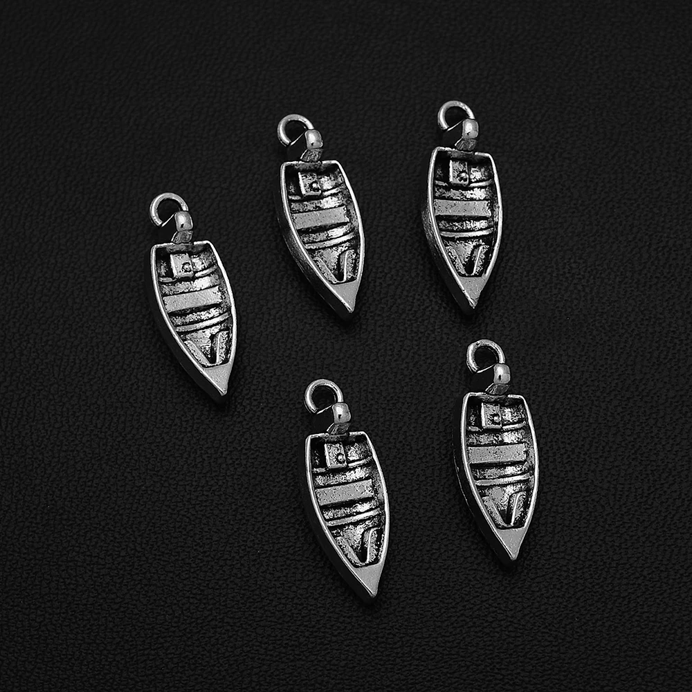 

10pcs/Lots 8x22mm Antique Silver Plated Boat Charms Ship Navigation Pendants For Diy Paired Earrings Designer Jewelery Supplies