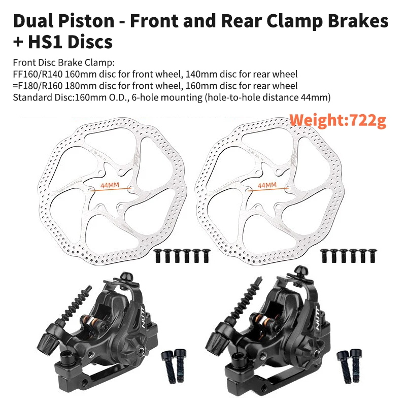 

NUTT DA6S дисковый тормоз горного велосипеда двойной поршневой привод, дисковый тормозной суппорт 160 мм, ротор, механический провод, тяговые детали для скутера и велосипеда