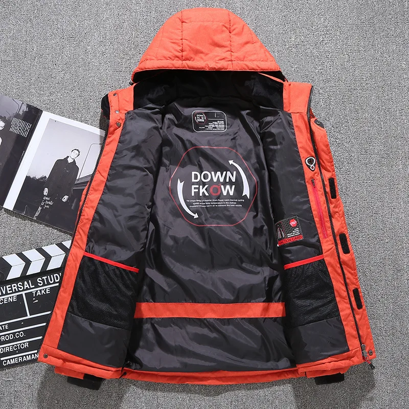 -20 Degree Winter Men's Clothing White Duck Down Jacket Thicken Warm Snow Coats Male Hooded Windbreaker Down Parkas Outerwear