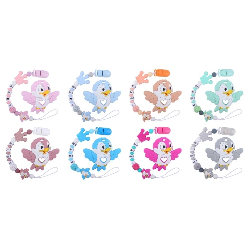 

Cartoon Animal Bird Bead Pacifier Clips Silicone Chewing Holder Newborn Soother Chains Nipple Holder for Babies Teething