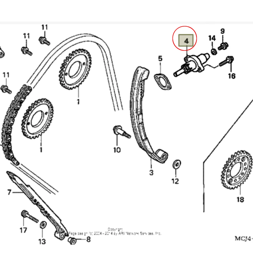 Фото Для Honda CBR900RR (929/954) Fireblade 2000-2003: Ручной натяжитель цепи ГРМ, регулятор подъема - Замена OE 14520-MCJ-003 / 752 №2