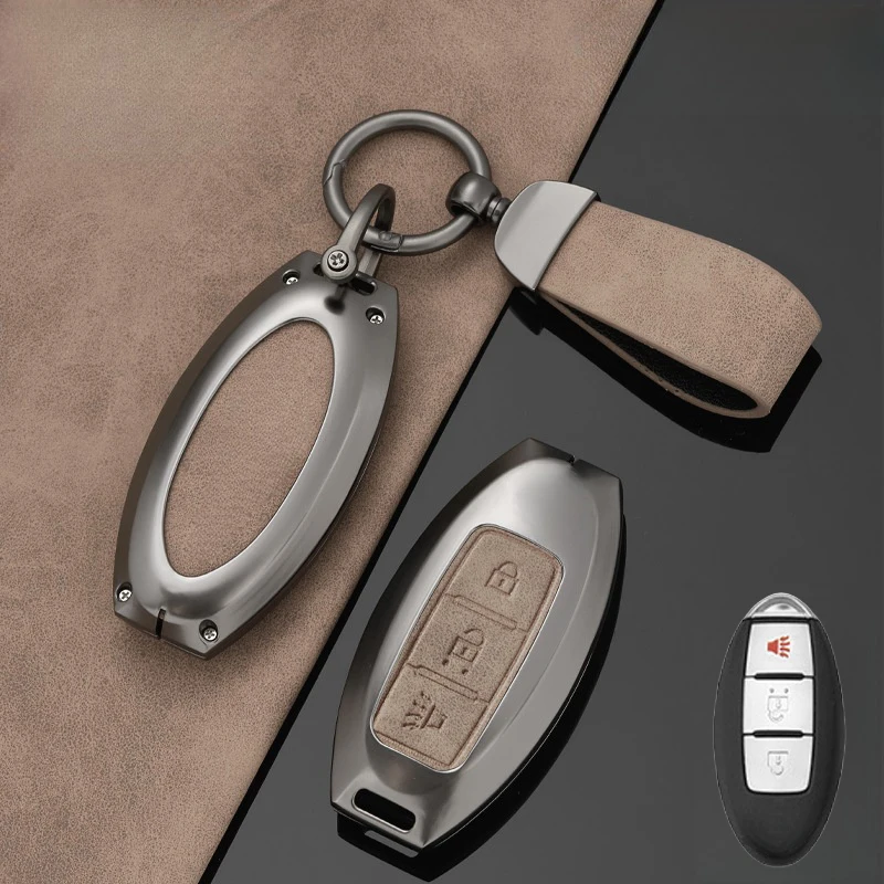 Кожаный чехол для ключей из цинкового сплава Nissan Titan Rogue Qashqai Leaf Cube Quest March Micra K13 Juke