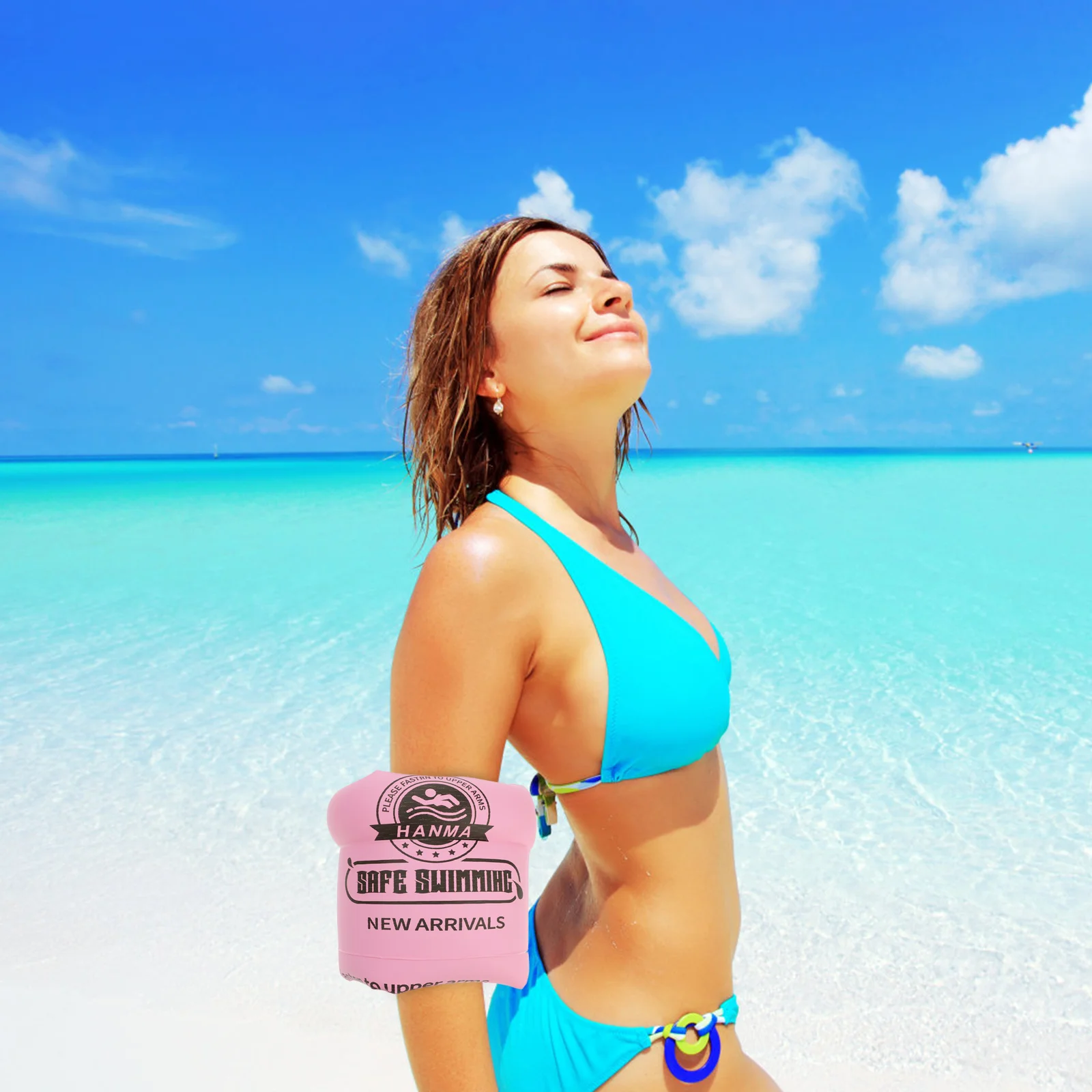 

2 Pairs Lifebuoy PVC Arm Swimming Rings Adult Inflatable Armbands Summer Floats Child