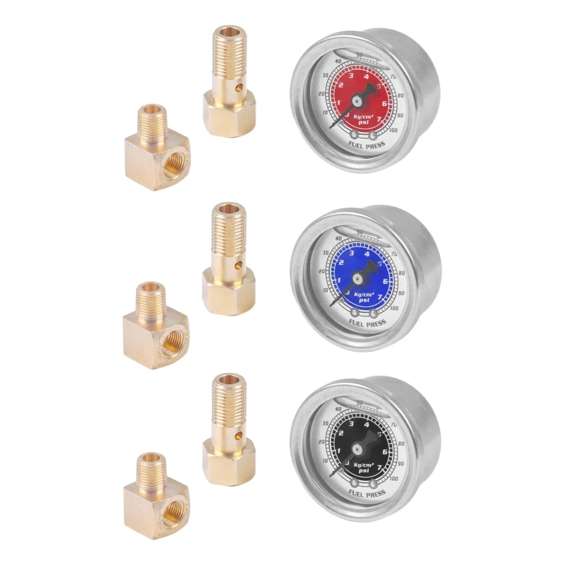 

Fuel Pressure Gauge Liquid 0-100PSI Oil Press Gauge Universal Car 1/8 NPT