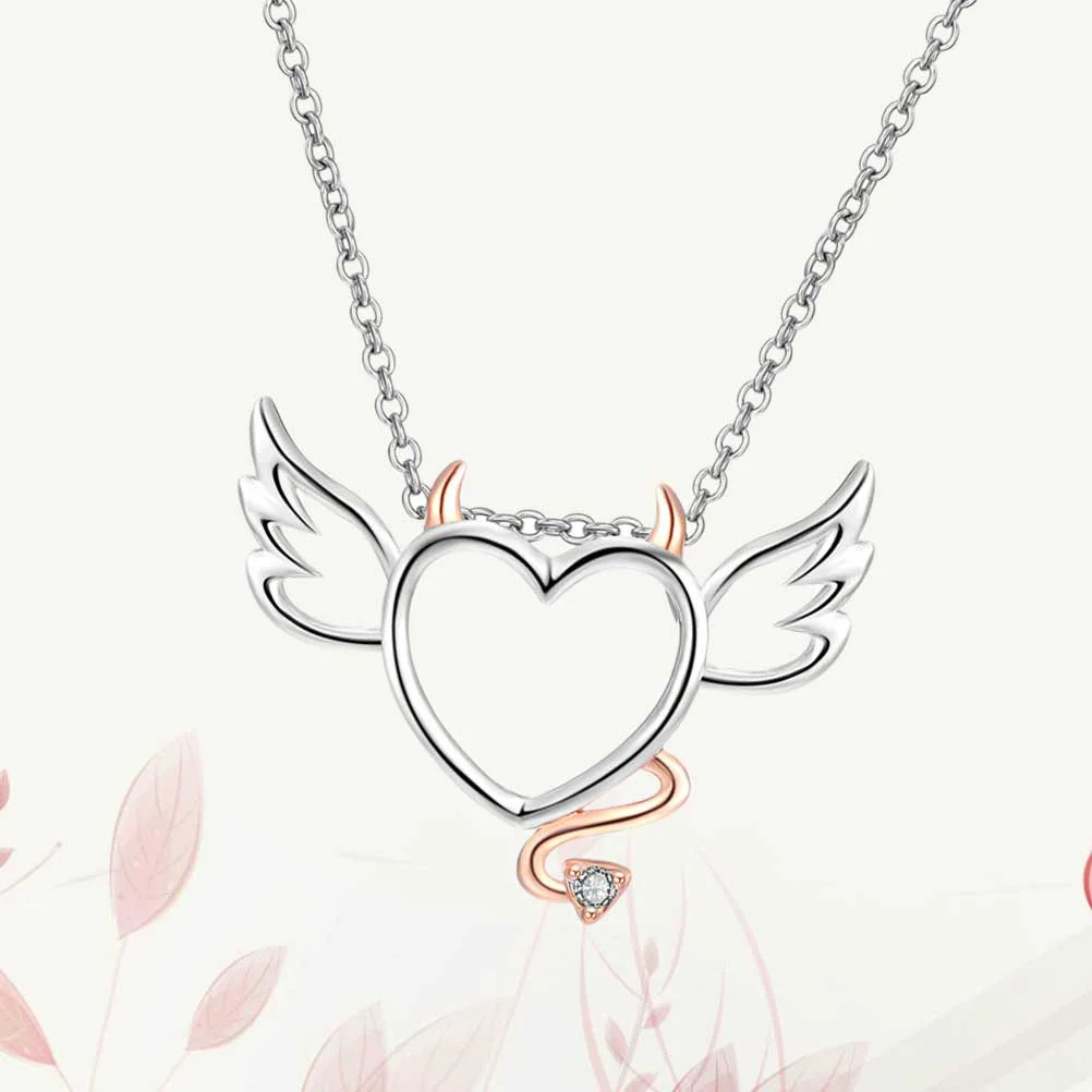 

Necklace Heart Gothic Hip Hop Love Chain Choker Wing Present Symbol Women Link Rapper Graduation Jewelry Metal Angel Clavicle