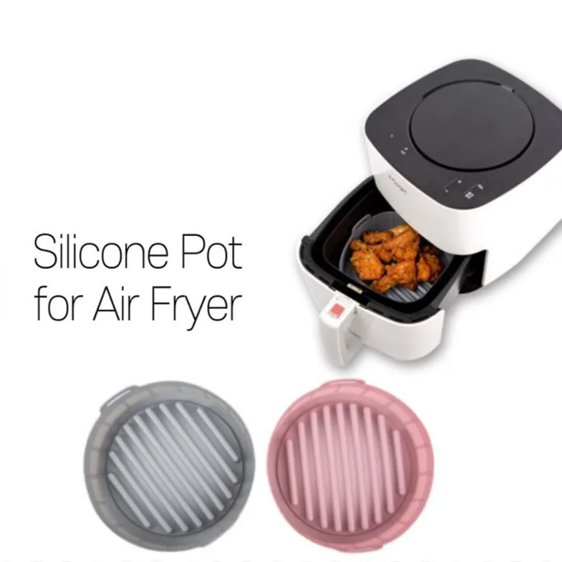 Air Friteuse Silikon Topf Wiederverwendbare Air Friteuse Liner Halten Die Korb Sauber BPA FREI Lebensmittel Sichere Container Schüssel Für Luft friteuse Mikrowelle