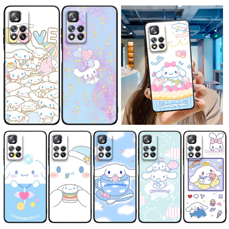 

Sanrio Cinnamoroll Anime Phone Case For Xiaomi Redmi Note 12 11E 11S 11 11T 10 10S 9 9T 9S 8 8T Pro Plus 5G Soft Black Cover