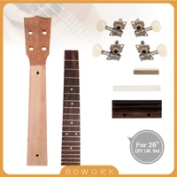 26 tenor diy ukulele hawaii guitar neck bridge w nut saddle tuning machine heads pegs bridges rosewood fingboard accessories