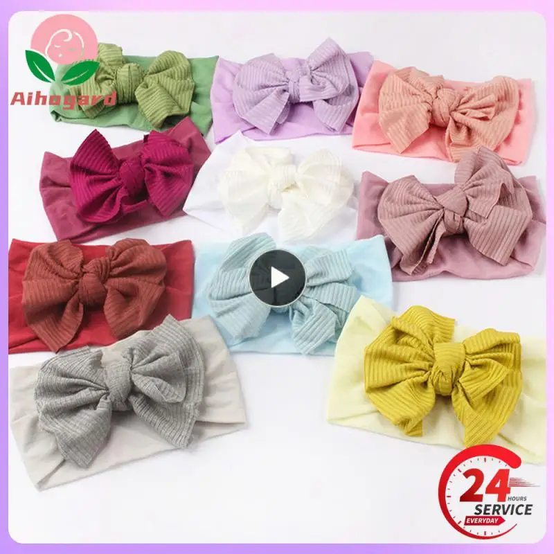

1~10PCS Colors Baby Headband BowKnot Nylon Soft Elastic Headwrap Solid Color Wide-Edged Hairband Newborn Baby Girls Hair