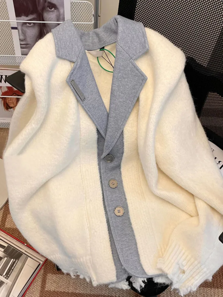 

Женский вязаный свободный свитер, осень 2022, модная офисная одежда, однобортный Кардиган, свитеры, ВИНТАЖНЫЕ пальто с длинным рукавом и бахромой