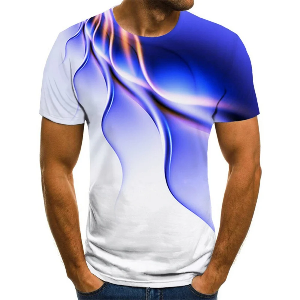 

3D Printed Flame Gradient T-shirt Summer Short Sleeve Street Fashion Personality Boys T-shirt Casual O-neck Tops Men