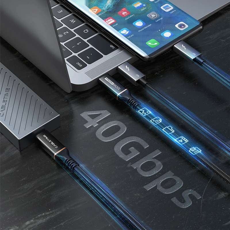 Фото Кабель USB Type-C на USB C, PD, 100 Вт, 40 Гбит/с №3