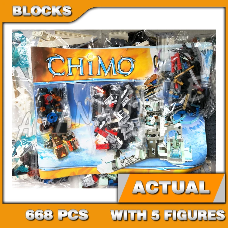 

668pcs Chima Sir Fangar's Ice Fortress Saber-tooth Flyer Gorzan’s vehicle 10296 Building Block Sets Compatible With Model