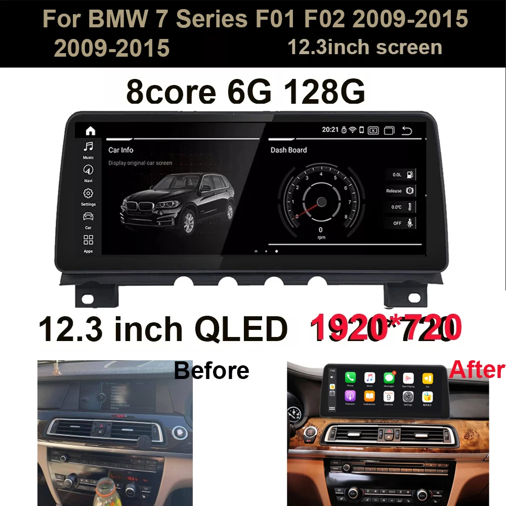 

12,3 "Android 11 автомобильная стереосистема для BMW 7 серии F01 F02 2009-2015 NBT CIC автомобильный dvd мультимедийный радиоплеер Carplay GPS Навигация BT