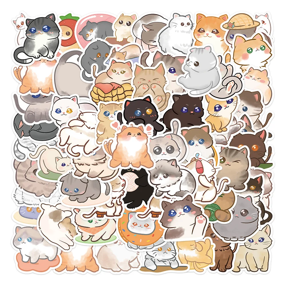 

10/30/60PCS Cute Cat Kitty Stickers Animal Decals Decoration Skateboard Guitar Notebook Bike DIY Toys Kids Graffiti Sticker Gift