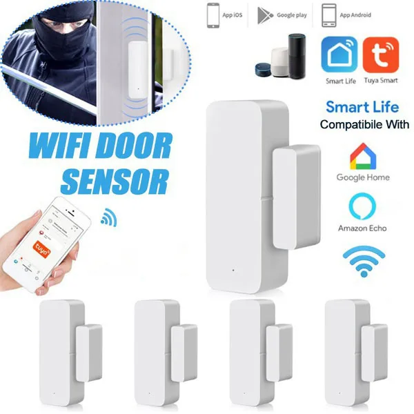 

2021New Smart WIFI Door Magnetic Alarm Detector Independent Magnetic Sensor Wifi Wireless Door and Window Alarm Sensor APP Alarm