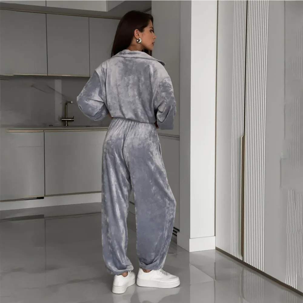 Короткий бархатный костюм с капюшоном женская одежда весенне-осенний новый