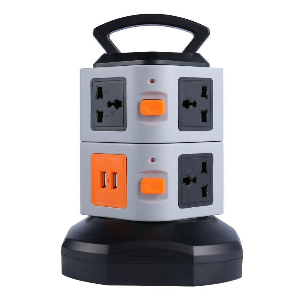 

Tower Power Strip Extension Socket with Switch Outlets Surge Protector 2500W 10A Socket Extension Cord for Home Office