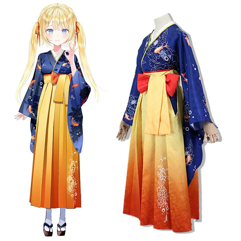

Hololive EN Watson Amelia Cosplay Kimono Outfits VTuber Ame Costumes Watson's Japanese Clothes Holiday Party Wafuku