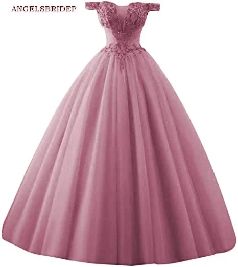 

ANGELSBRIDEP Off-Shoulder Ball Gown Quinceanera Dresses Fashion Applique Tulle Vestidos De 15 Anos Princess Party Birthday HOT