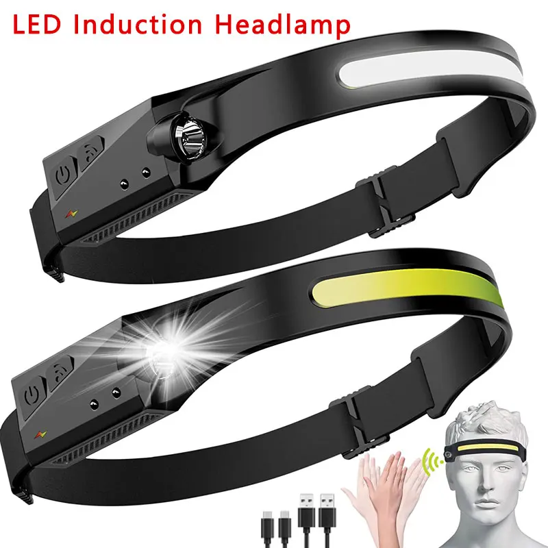 

Head Flashlight Headlight Led Head Lamp Rechargeable Led Headlamp Work Light Camping Searchlight Torch With Built-in Battery