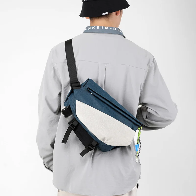 

New Men's Waist Bag Stitching Commuter Oxford Cloth Shoulder Bag Large Capacity Travel Women's Backpack