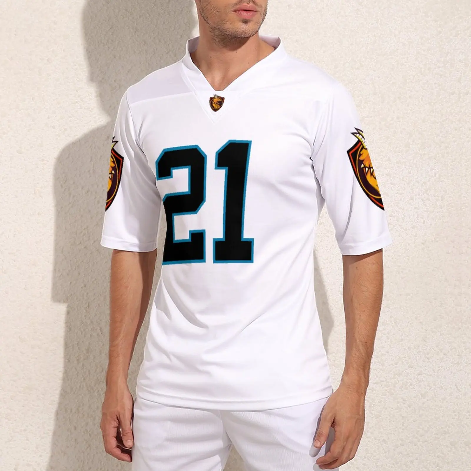 

Customization Carolina No 21 White Rugby Jersey Exercise Trendy Football Jerseys Teens Custom Rugby Shirt