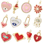 Подвески для изготовления ювелирных изделий, с красным сердцем, с голубым глазом