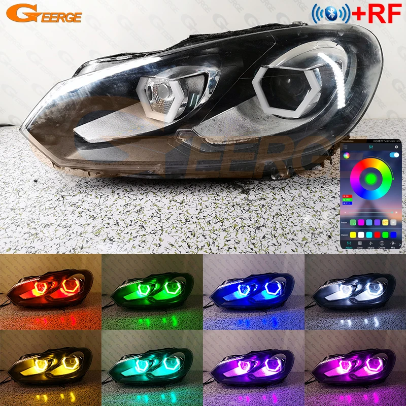 

For Volkswagen VW GOLF GTI PASSAT B7 EOS Bluetooth-compatible APP RF Remote Hex LED Halo Multi Color RGB Angel Eyes Rings Light