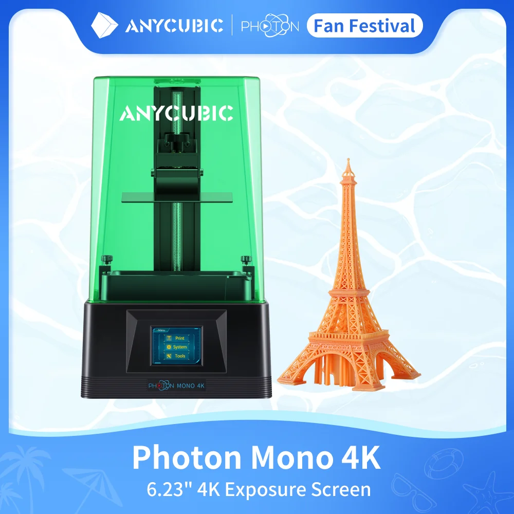 

ANYCUBIC Photon моно 4K 3D принтер 6,23 ''достойный экран 4K Высокое разрешение яркие детали УФ Смола принтер 3D печатная смола