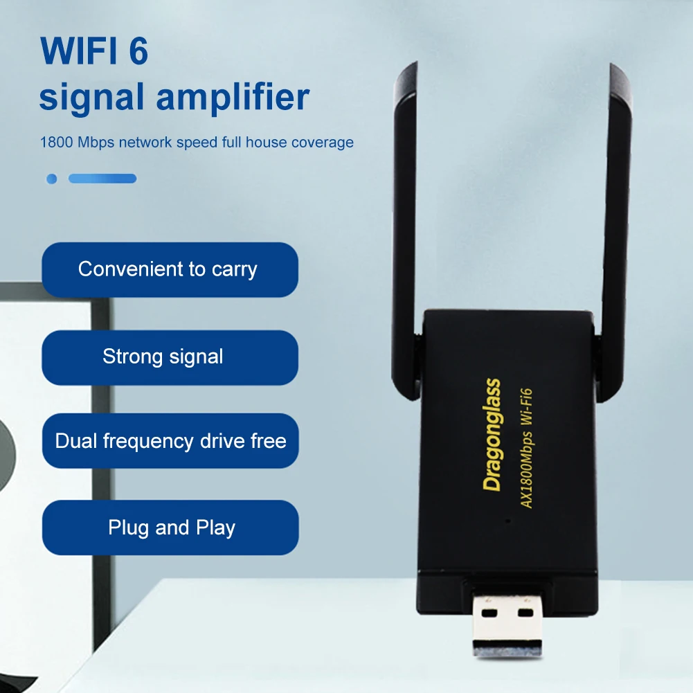 

1800Mbps WiFi 6 USB 3.0 Adapter 802.11AX 2.4G/5GHz Wireless WiFi6 Dongle Network Card RTL8832AU Support Win 10/11 For PC