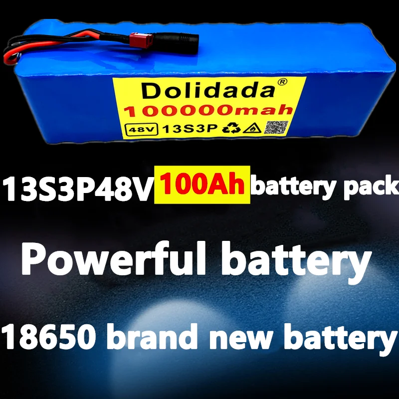 

High capacity 48v battery 48v 100Ah 1000w 13S3P Lithium ion Battery Pack For 54.6v E-bike Electric bicycle Scooter with BMS