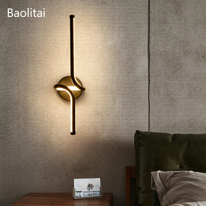 

Nordic Modern Led Line Wall Lamp Aluminum Acrylic 42CM 15W 220V Bedside Bedroom TV Background Wall Living Room Aisle Light