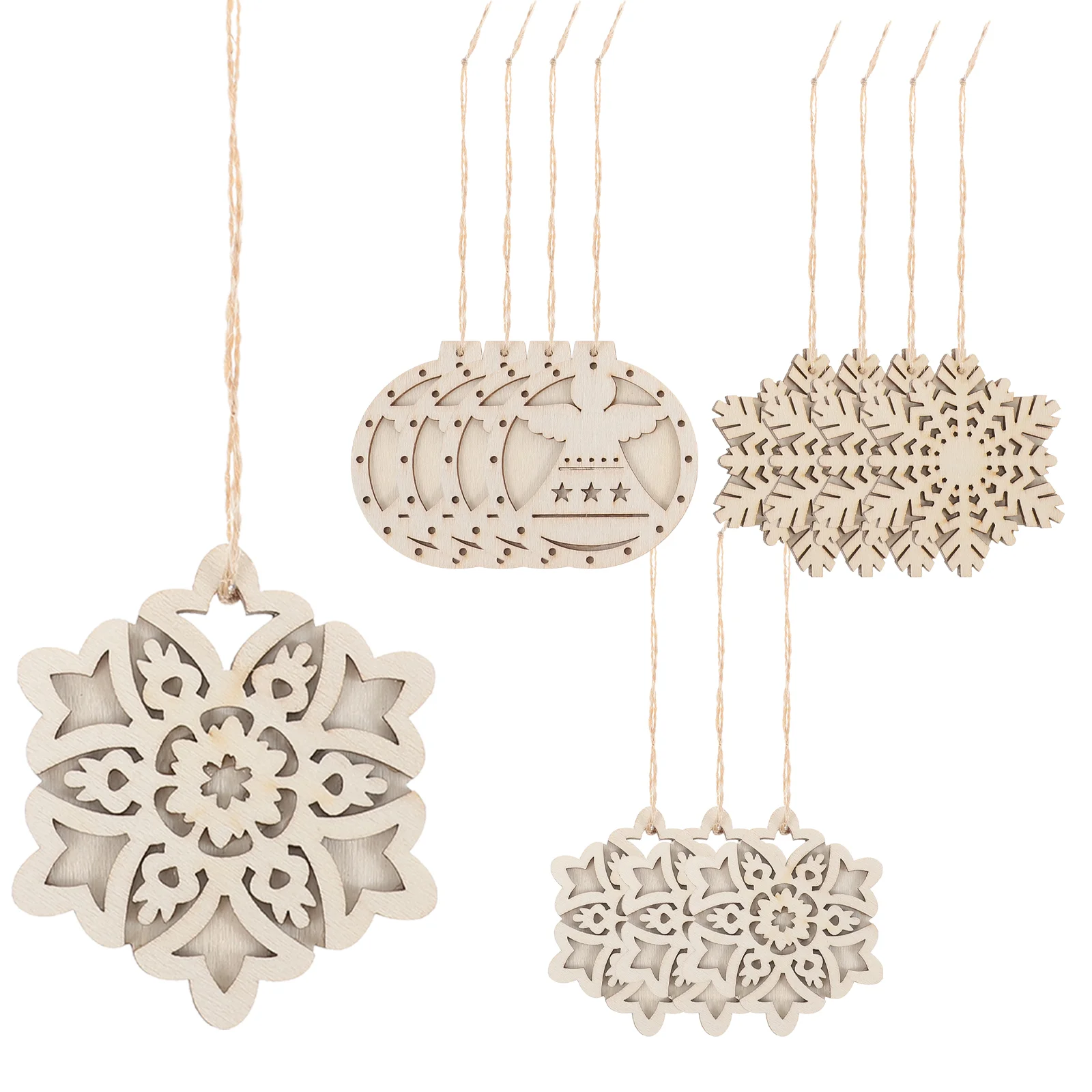 

Wood Christmas Ornamentshanging Unfinished Wooden Diy Pendants Slices Embellishments Cutouts Tree Signs Snowflake Cutout Blank