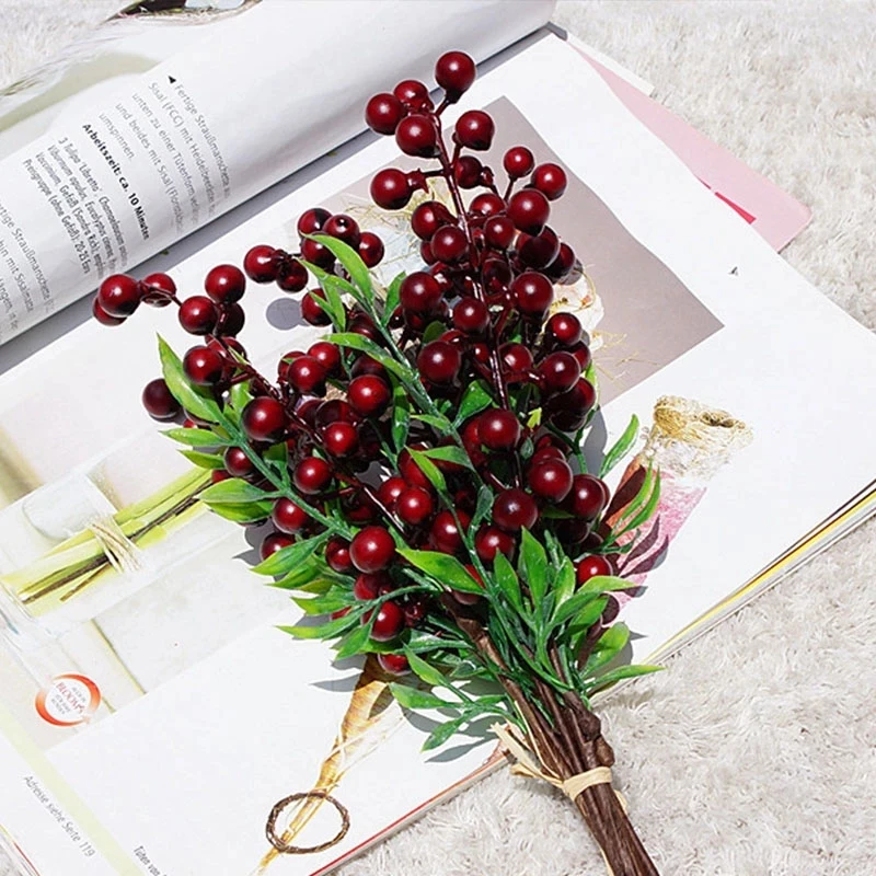 Красный Рождественский пенопласт для фруктов искусственный букет растений