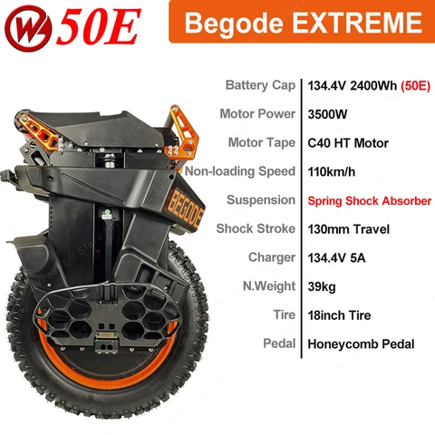 Новейший Begode EXTREME 50E/50S 134,4 V 2400Wh аккумулятор 3500 Вт Мотор Максимальная скорость 110 км/ч 18 дюймов Оригинальный Begode экстремальное электрическое колесо